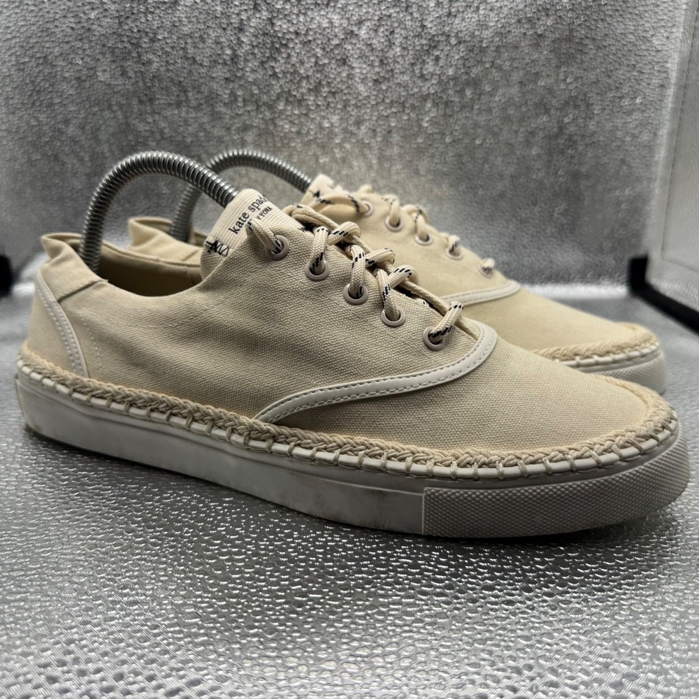 Size 9 Kate Spade Boat Party Sneakers Womens Cream Good Espadrille Canvas Shoes